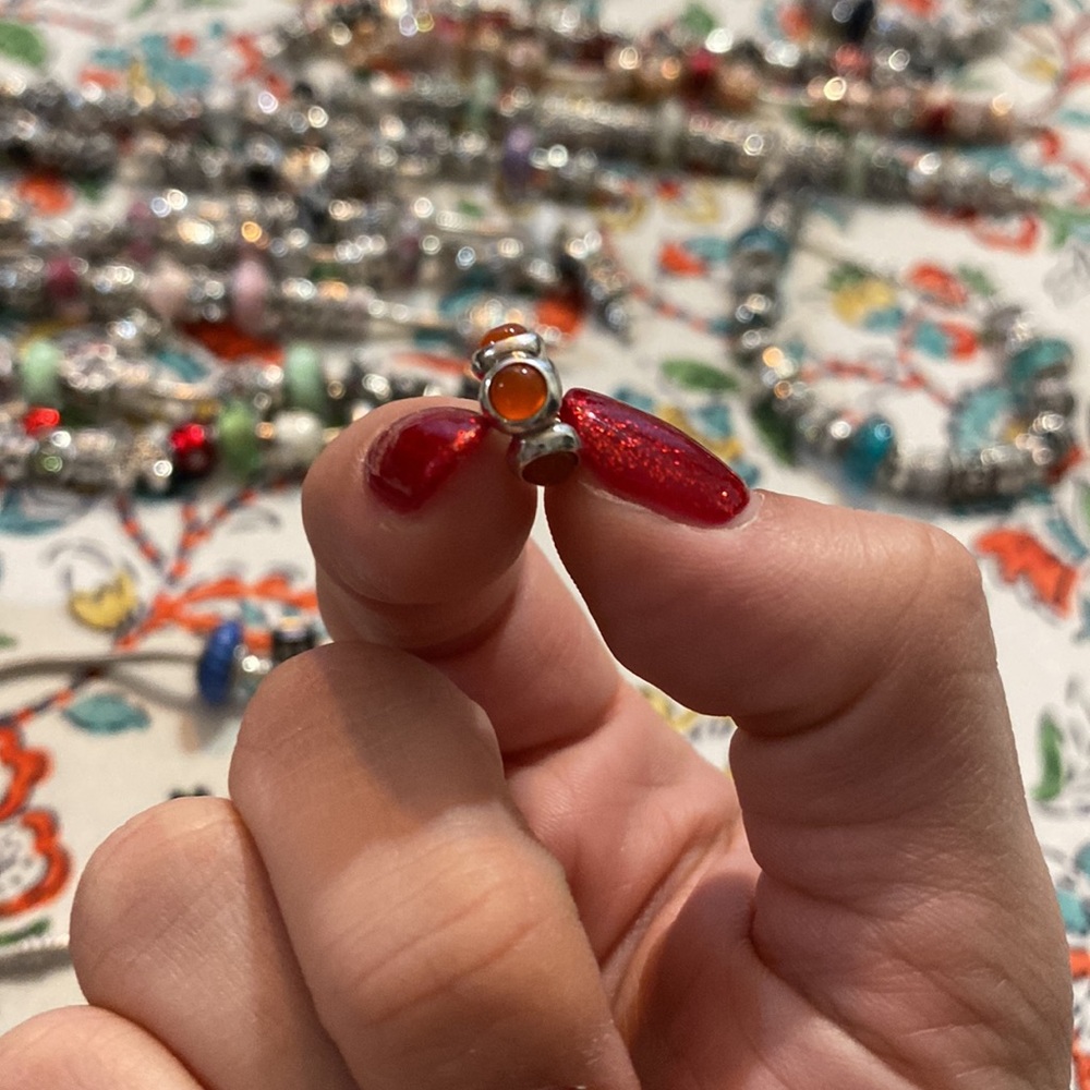 Authentic cabochon carnelian Pandora Spacer